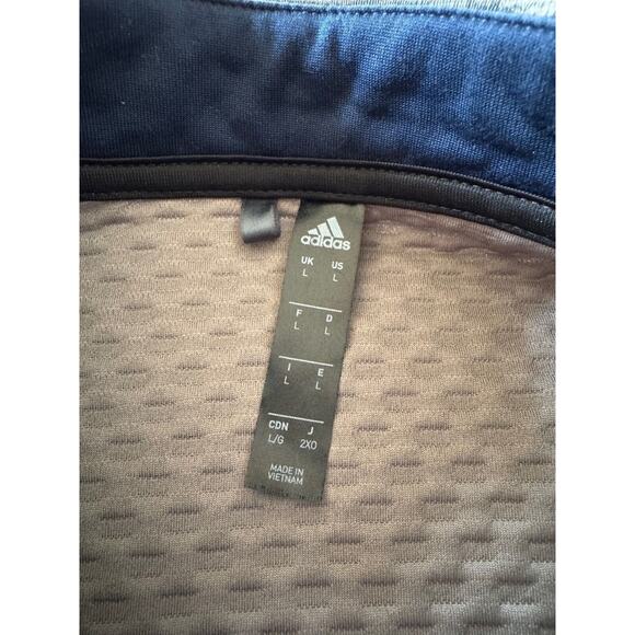 Adidas Golf Jacket Mens Medium Cold Rdy Textured Knit Gray Blue 1/4 Zip Sz L - Picture 3 of 9